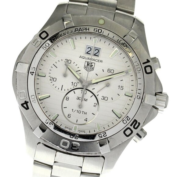 TAG HEUER Aqua racer CAF101F Chronograph Date Silver Dial Quartz Men's - Picture 3 of 11
